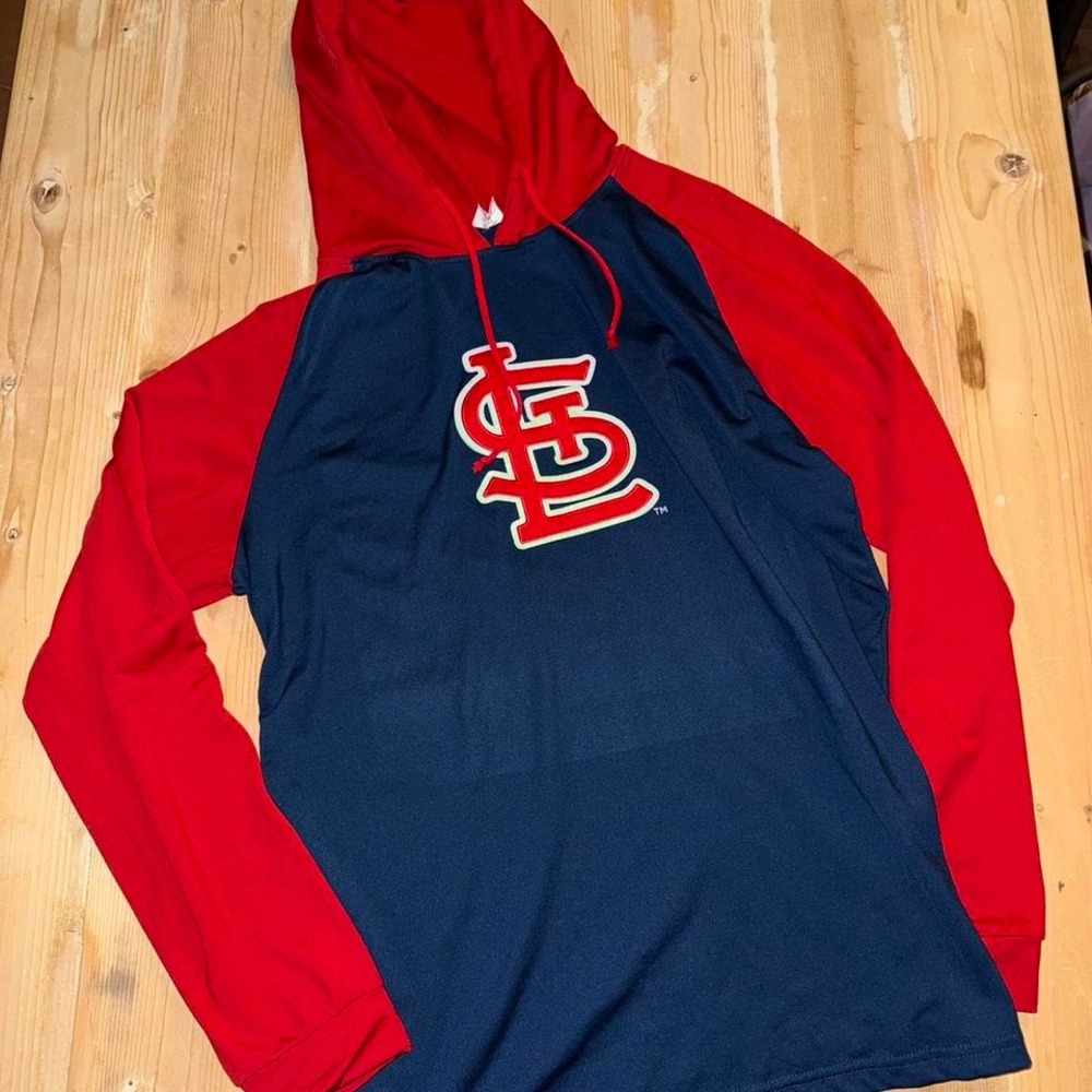 St. Louis Cardinals MLB Hoodie Mens XL Navy Blue Red‎ Raglan Long Sleeve Shirt